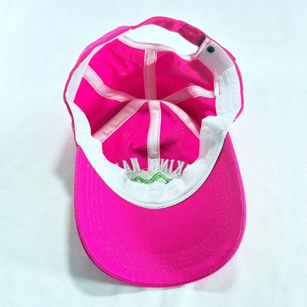 Hiking Hair Don't Care Hot Pink Cotton Embroidered Strapback Buckle Baseball Hat